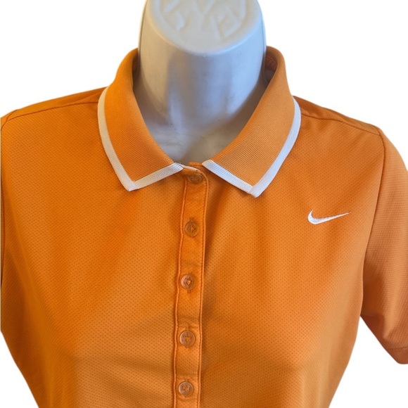 Nike Golf Performance Polo Shirt Size Medium Orange Short Sleeve Half Button Up - Picture 3 of 10